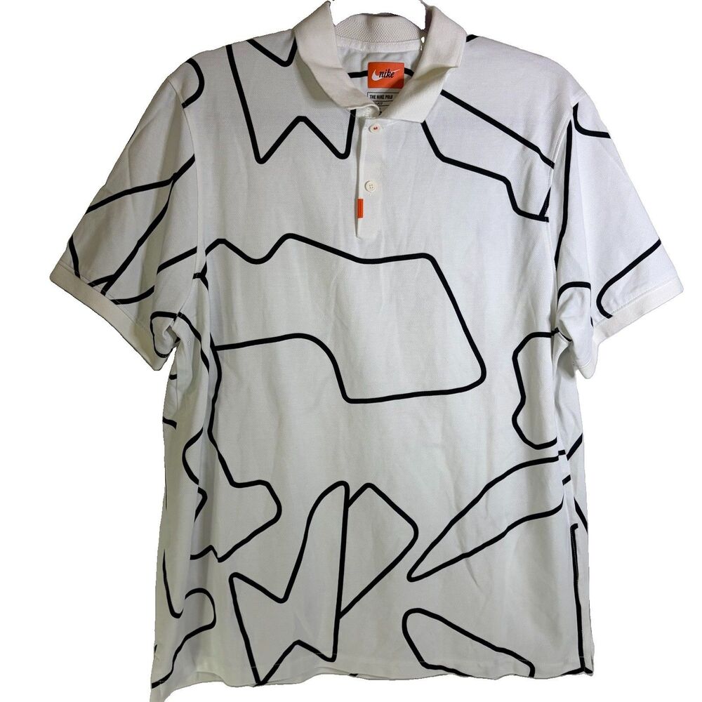 The Nike Polo NRG Masters Golf Tennis Polo White Black Abstract Men’s large